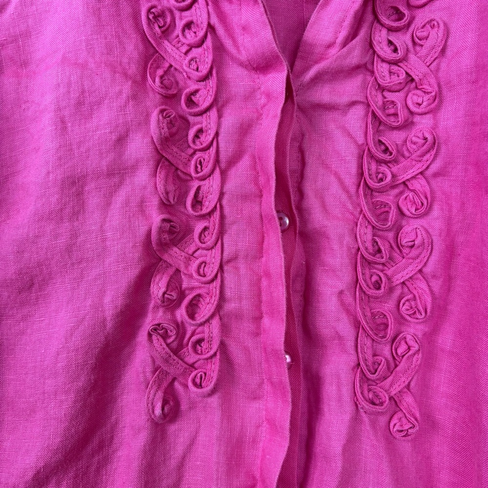 Susan Bristol Women’s Pink 100% Linen Blouse XL Beach Lagenlook - Picture 5 of 13